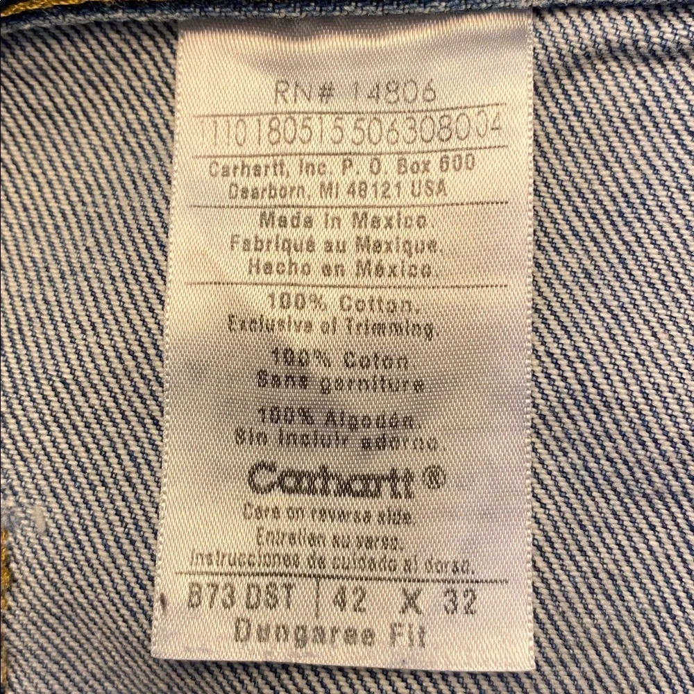 Vintage Carhartt B73 DST Dungaree Vintage Double Knee Logger Carpenter Jeans